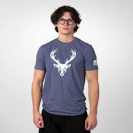 Bucked Up Flag T-Shirt (Heather Blue / White Logo)