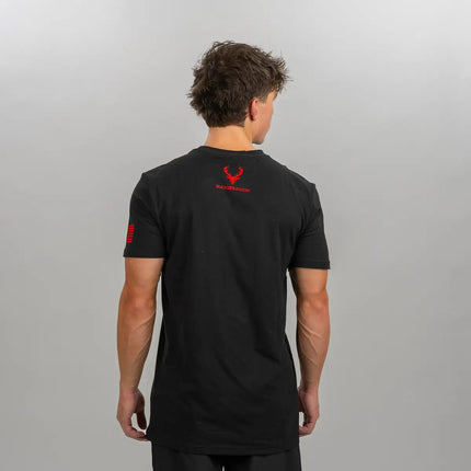 Bucked Up Flag T-Shirt (Black / Blue Logo)