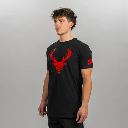 Bucked Up Flag T-Shirt (Black / Blue Logo)