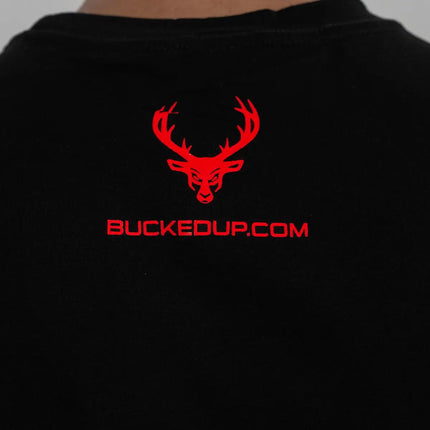 Bucked Up Flag T-Shirt (Black / Blue Logo)