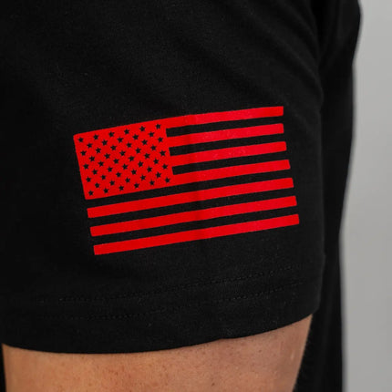 Bucked Up Flag T-Shirt (Black / Blue Logo)