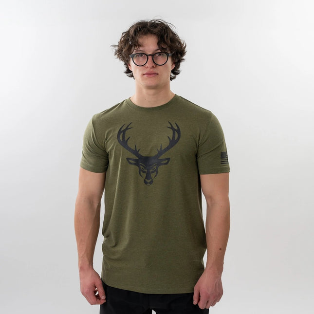 Bucked Up Flag T-Shirt (Military Green/ Black Logo)