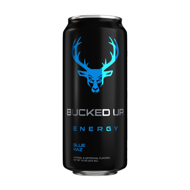 Bucked Up Energy Drink - Blue Raz (Zero Sugar) (1 Case / 12 Cans) 355ml cans