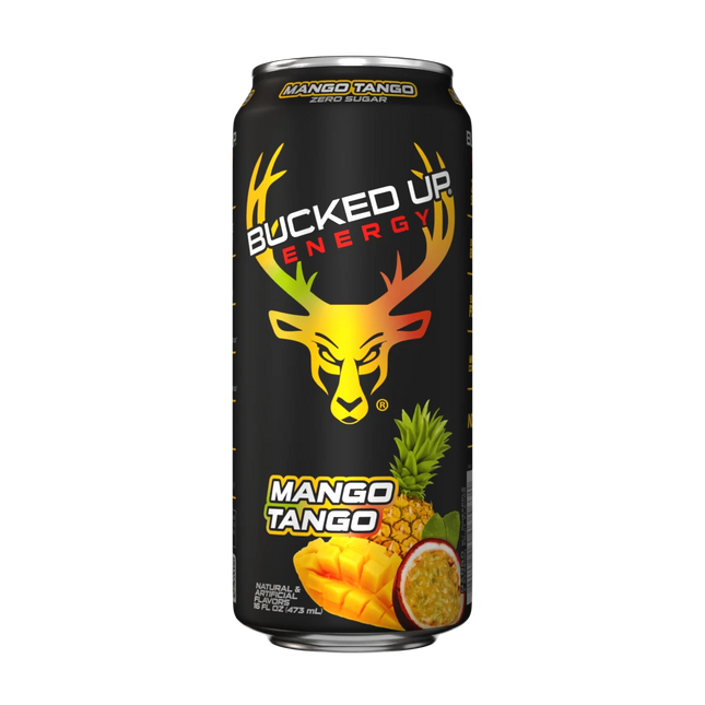 Bucked Up Energy Drink - Mango Tango (Zero Sugar) (1 Case / 12 Cans) 355ml cans