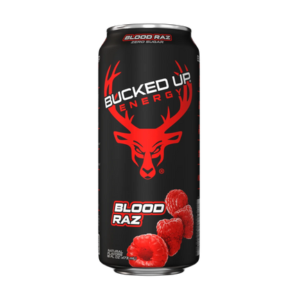 Bucked Up Energy Drink - Blood Raz (Zero Sugar) (1 Case / 12 Cans) 355ml cans