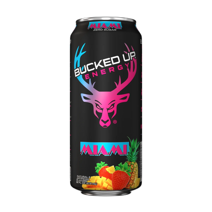 Bucked Up Energy Drink - Miami (Zero Sugar) (1 Case / 12 Cans) 355ml cans