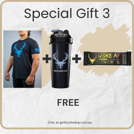 Spend $250 and get a Shaker, T-Shirt + Bucked Up Woke AF Stick Pack